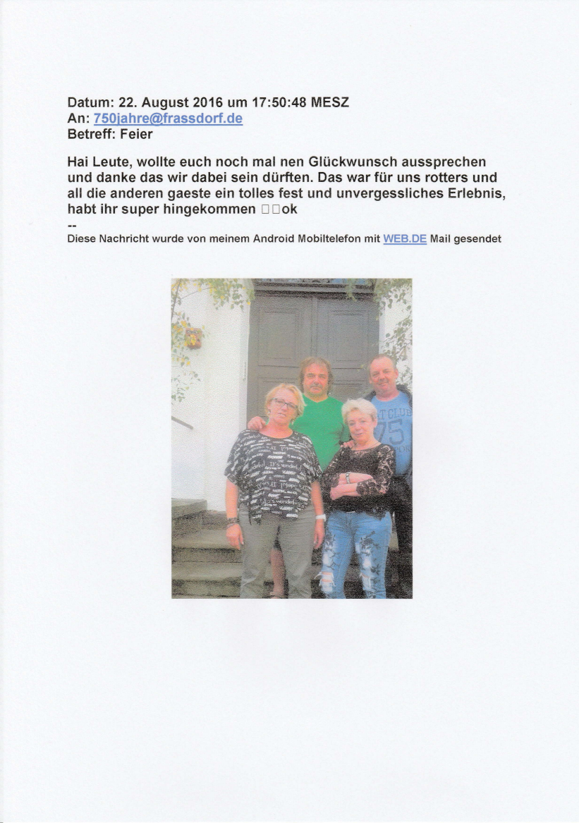 Familie Rotter sagt per eMail "Dankeschön"